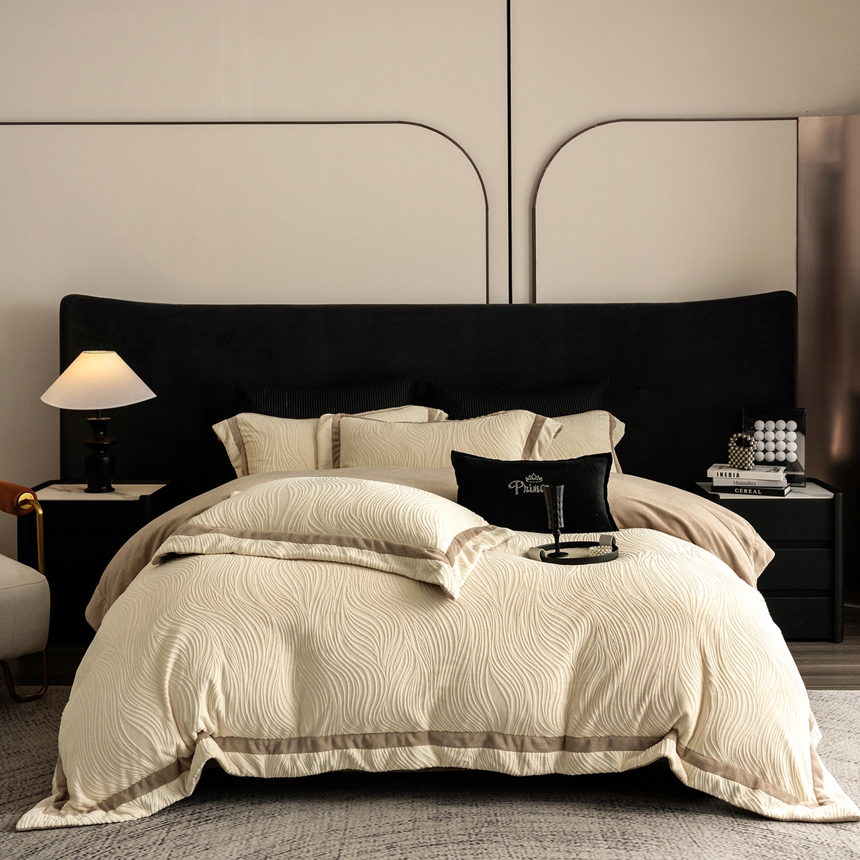 91家纺网 家纺一手货源 找家纺 （总）蓝梦 2025新款全消光雕花牛奶绒系列-波流