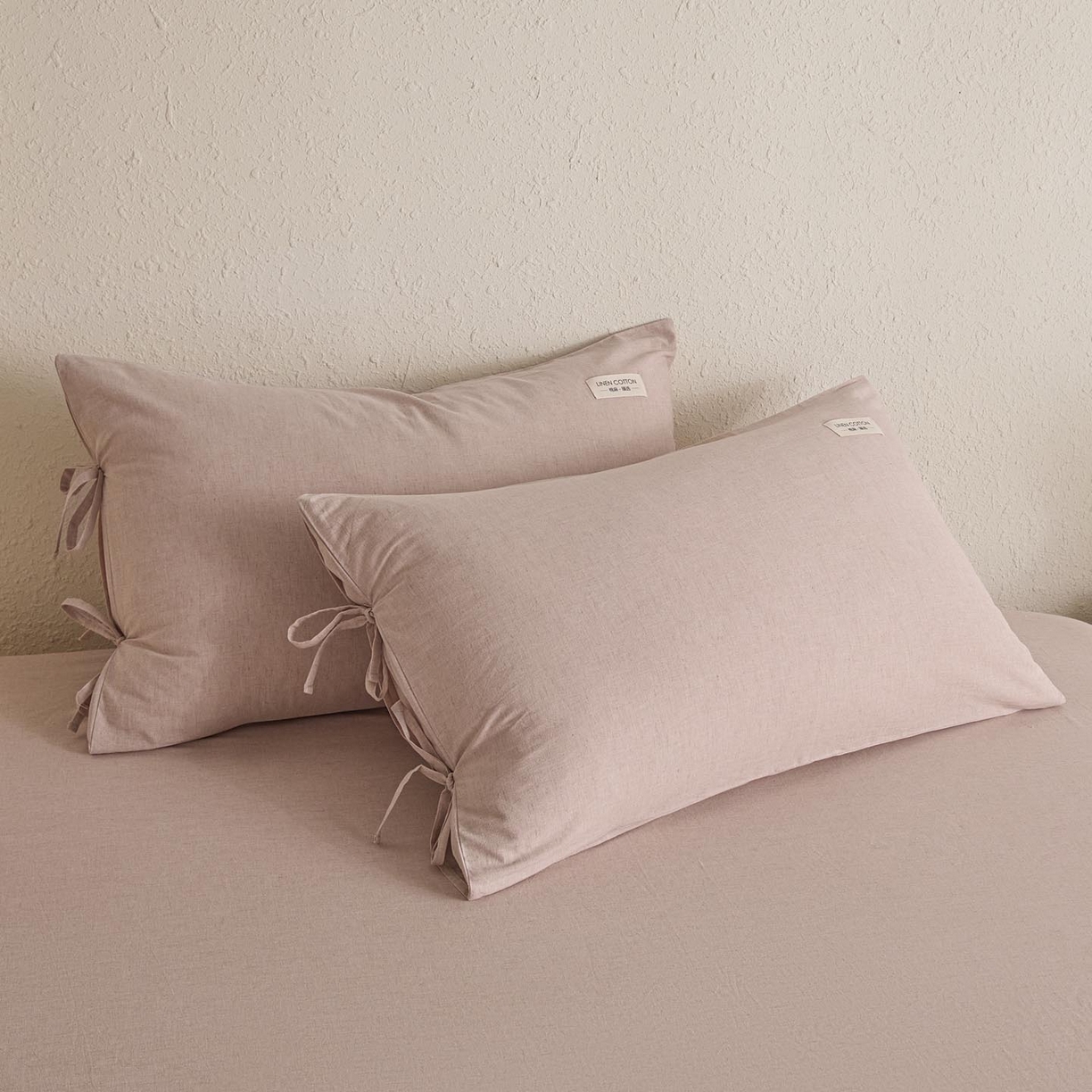 91家纺网 家纺一手货源 找家纺 （总）涵宸家纺 2025新款色织棉麻四件套系列-单枕套