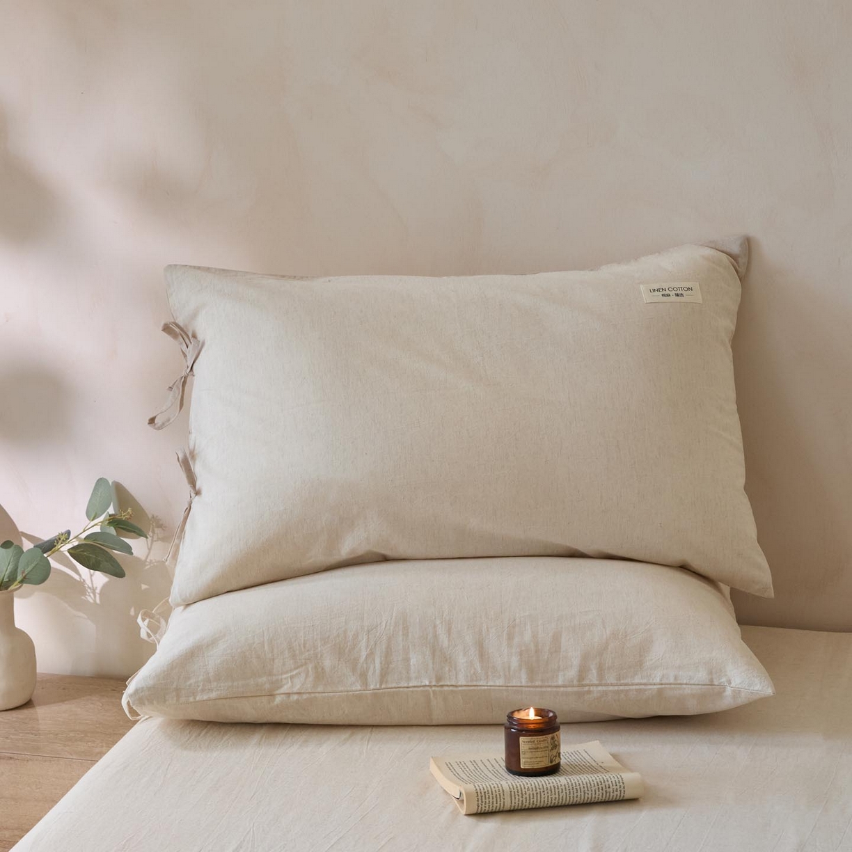 91家纺网 家纺一手货源 找家纺 （总）涵宸家纺 2025新款色织棉麻四件套系列-单枕套