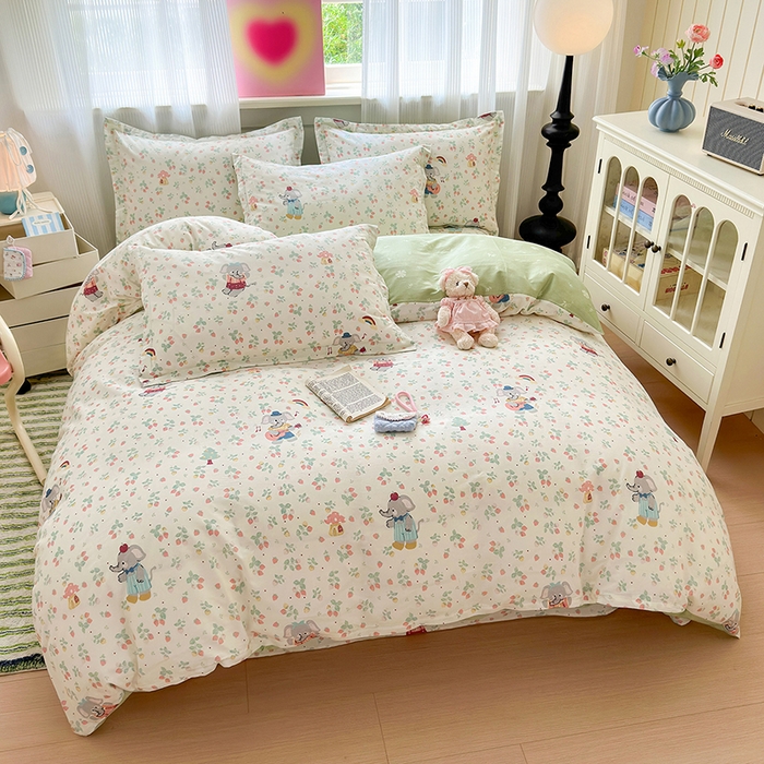 91家纺网 家纺一手货源 找家纺 拾物记 2025新款A类12868全棉纯棉四件套-提供买家秀和质检报告 弹唱小象