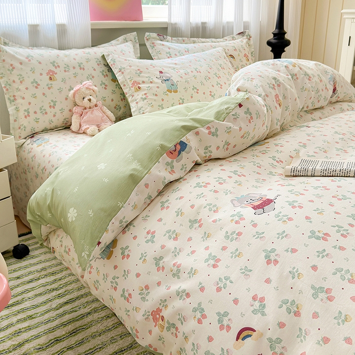 91家纺网 家纺一手货源 找家纺 拾物记 2025新款A类12868全棉纯棉四件套-提供买家秀和质检报告 弹唱小象