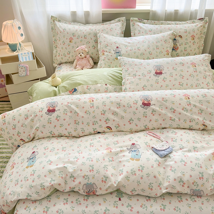 91家纺网 家纺一手货源 找家纺 拾物记 2025新款A类12868全棉纯棉四件套-提供买家秀和质检报告 弹唱小象