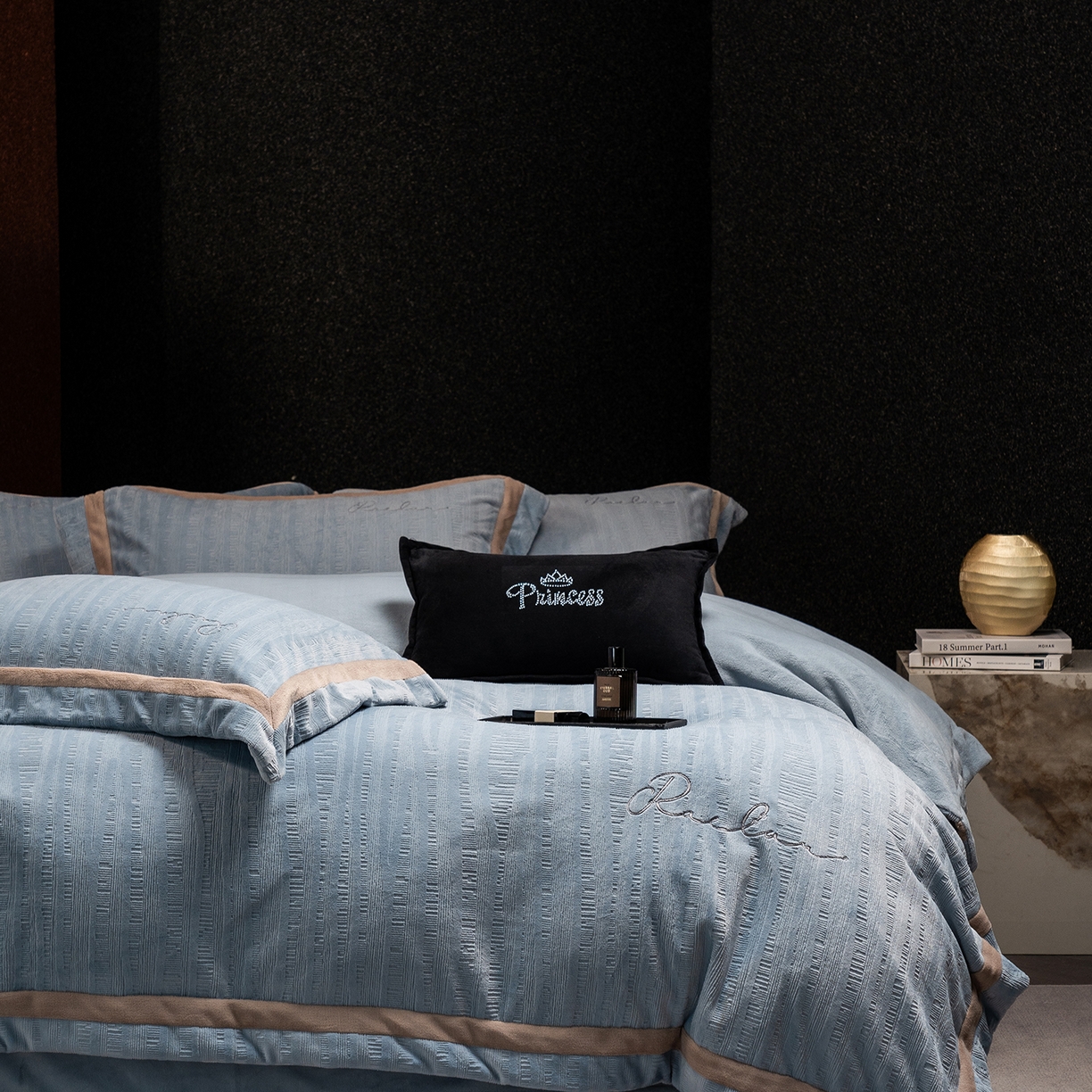 91家纺网 家纺一手货源 找家纺 蓝梦 2025新款全消光雕花牛奶绒系列-纹屿 纹屿-甘蓝