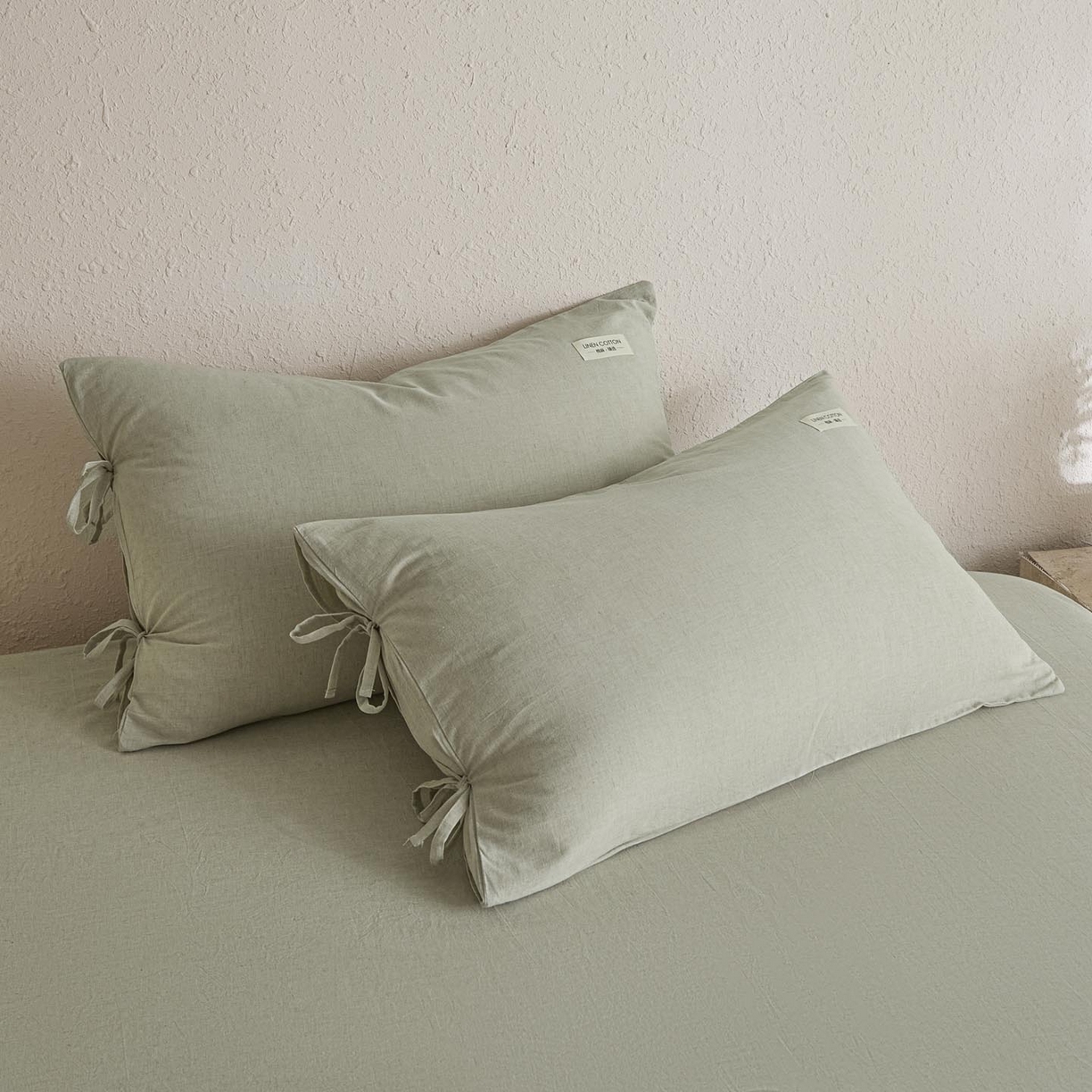 涵宸家纺 2025新款色织棉麻四件套系列-单枕套 棉麻-浅绿