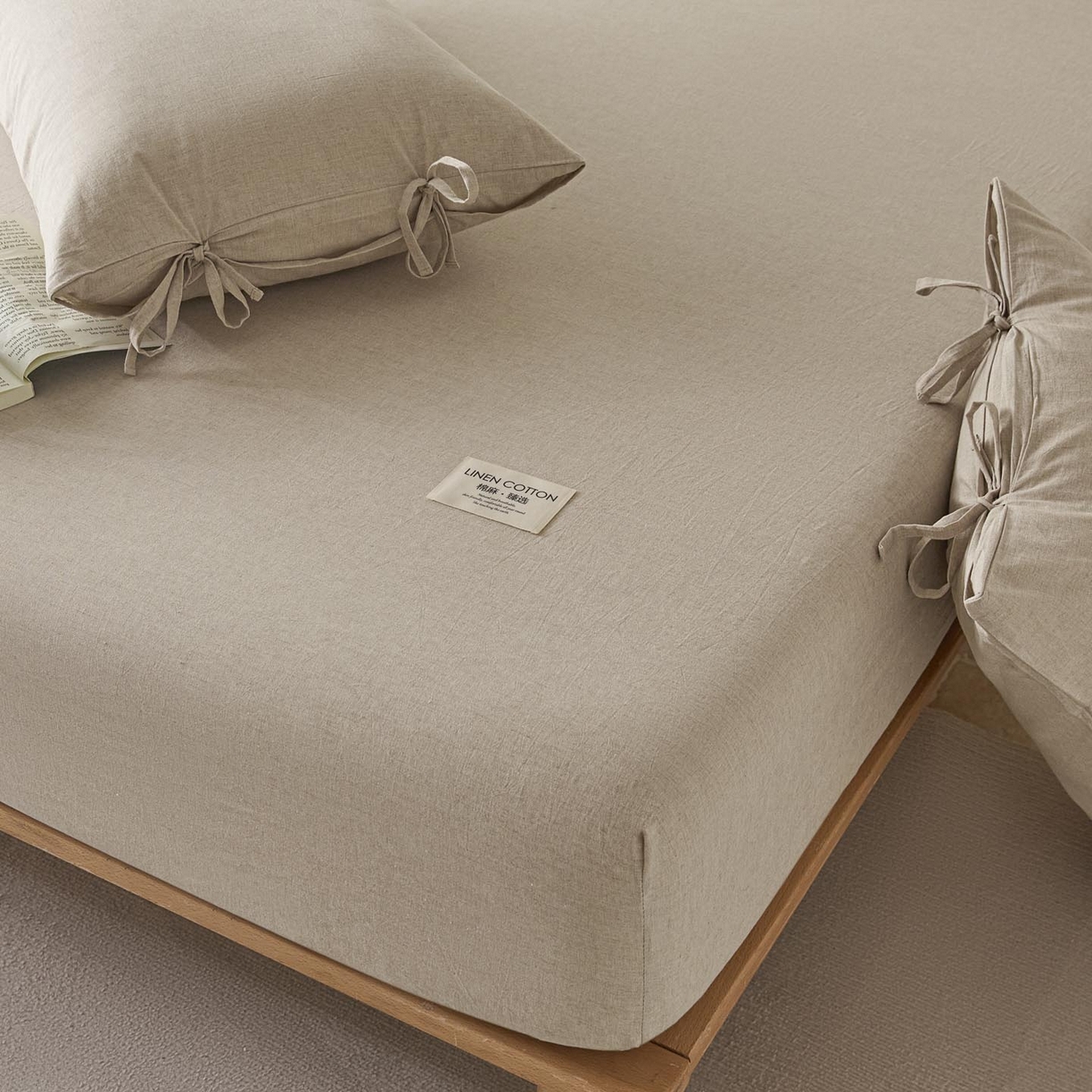 91家纺网 家纺一手货源 找家纺 涵宸家纺 2025新款色织棉麻四件套系列-单枕套 棉麻-浅驼