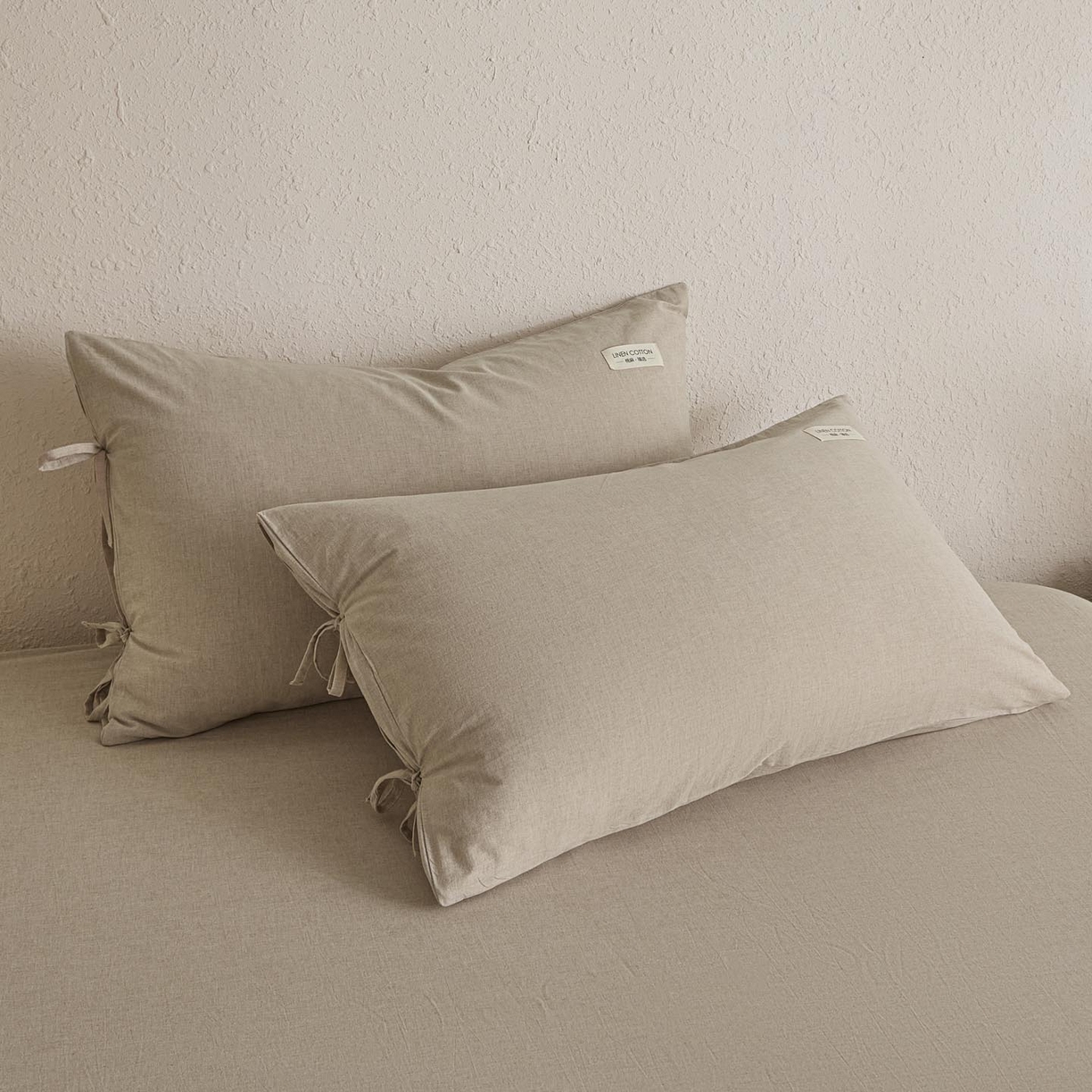 涵宸家纺 2025新款色织棉麻四件套系列-单枕套 棉麻-浅驼