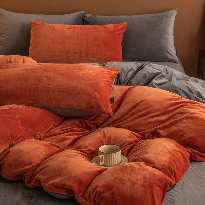 91家纺网 家纺一手货源 找家纺 （总）蓝梦 2025新款A类加厚保暖纯色双拼婴儿绒宝宝绒四件套