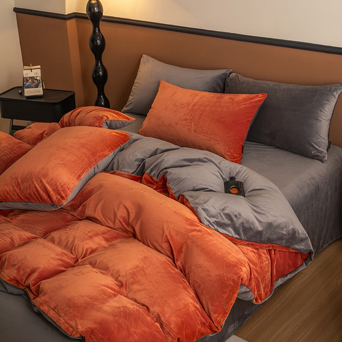 91家纺网 家纺一手货源 找家纺 （总）蓝梦 2025新款A类加厚保暖纯色双拼婴儿绒宝宝绒四件套