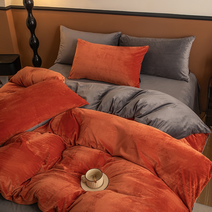 91家纺网 家纺一手货源 找家纺 （总）蓝梦 2025新款A类加厚保暖纯色双拼婴儿绒宝宝绒四件套