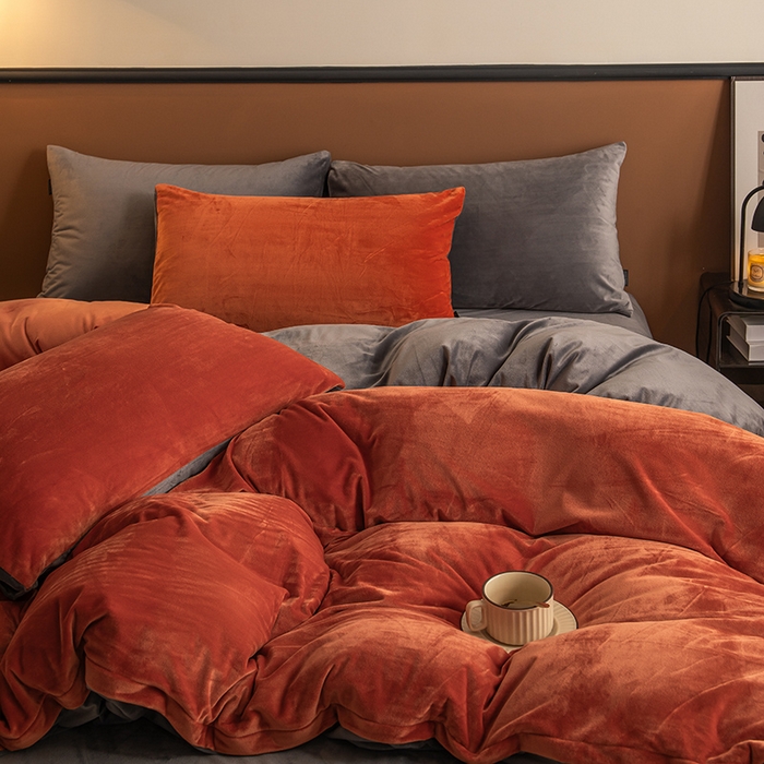 91家纺网 家纺一手货源 找家纺 （总）蓝梦 2025新款A类加厚保暖纯色双拼婴儿绒宝宝绒四件套