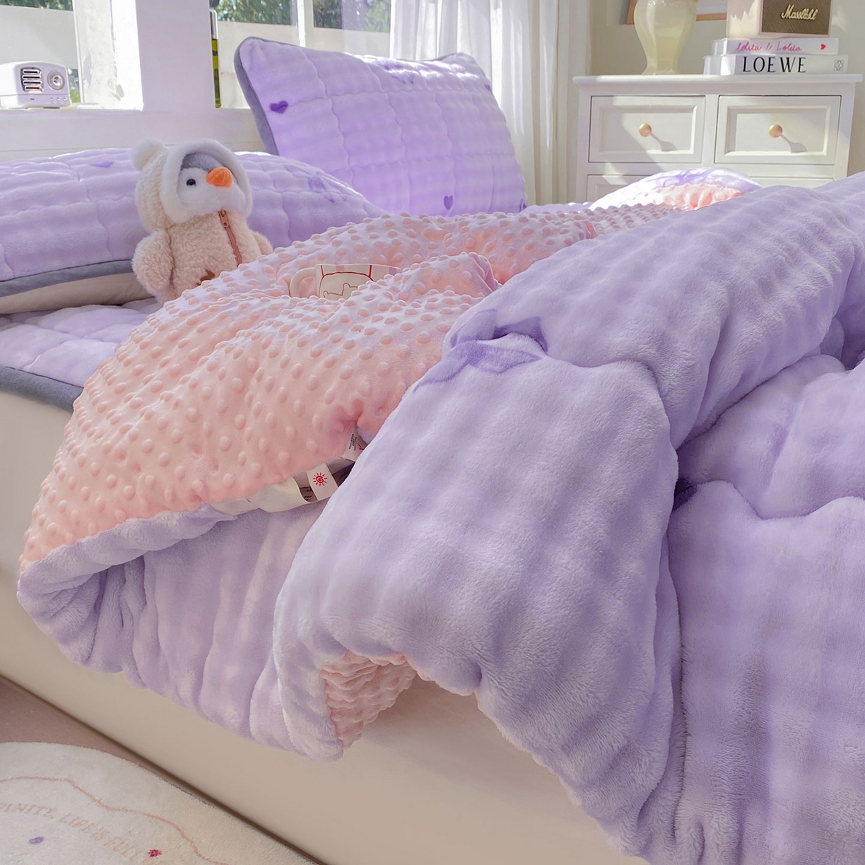 91家纺网 家纺一手货源 找家纺 眠势力 2025新款兔兔绒豆豆被子冬被芯加绒兔毛绒加厚保暖被褥 罗曼情节【兔兔绒豆豆被】
