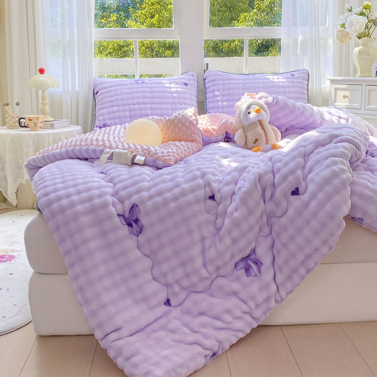 91家纺网 家纺一手货源 找家纺 眠势力 2025新款兔兔绒豆豆被子冬被芯加绒兔毛绒加厚保暖被褥 罗曼情节【兔兔绒豆豆被】