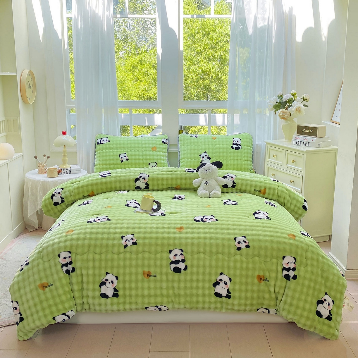 91家纺网 家纺一手货源 找家纺 眠势力 2025新款兔兔绒豆豆被子冬被芯加绒兔毛绒加厚保暖被褥 熊猫【兔兔绒豆豆被】