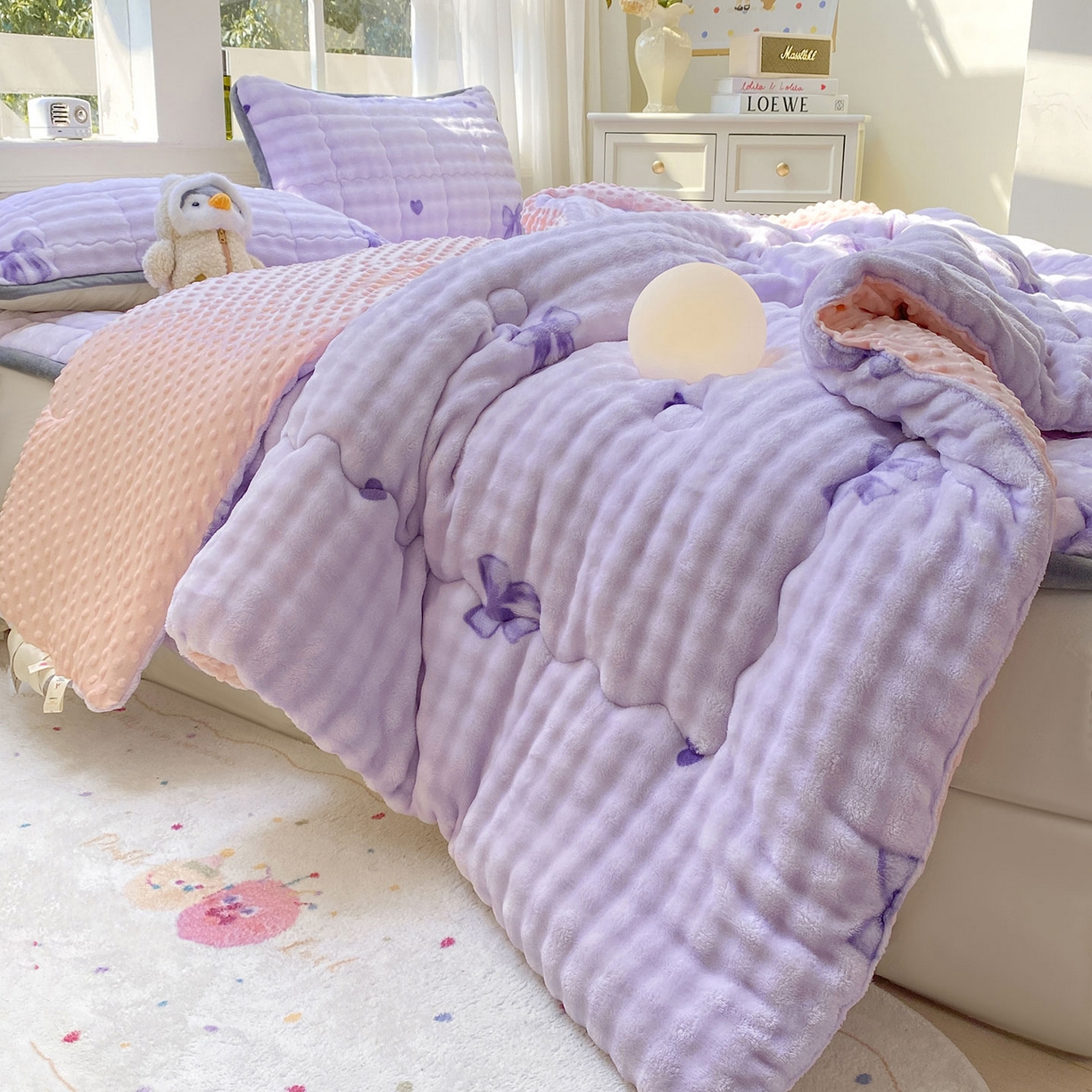 91家纺网 家纺一手货源 找家纺 眠势力 2025新款兔兔绒豆豆被子冬被芯加绒兔毛绒加厚保暖被褥 罗曼情节【兔兔绒豆豆被】