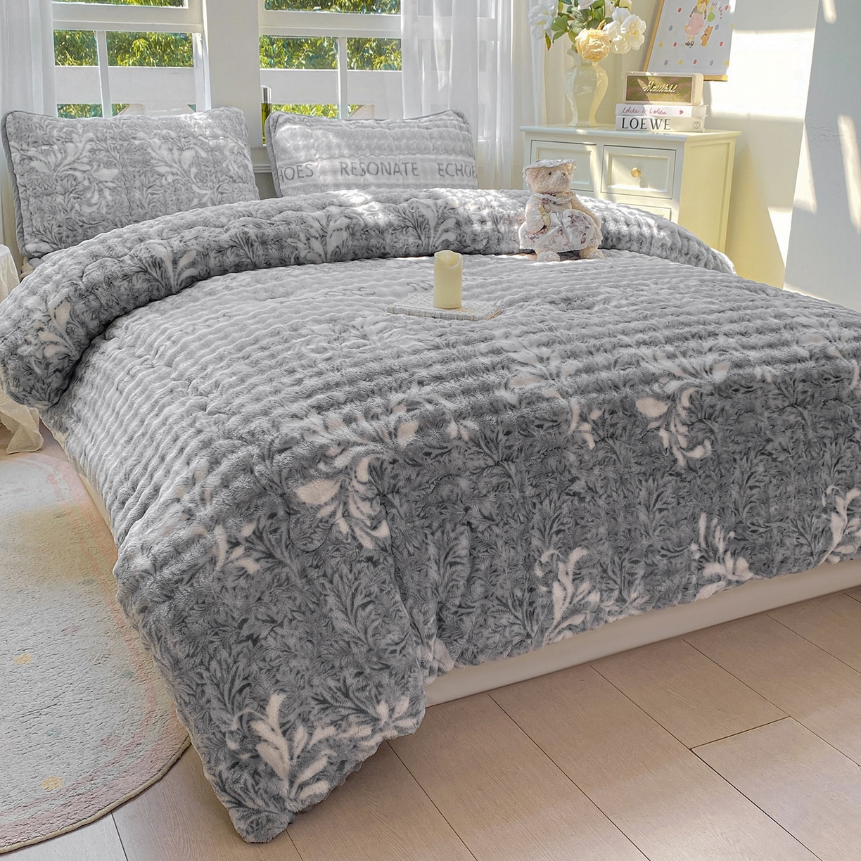 91家纺网 家纺一手货源 找家纺 眠势力 2025新款兔兔绒豆豆被子冬被芯加绒兔毛绒加厚保暖被褥 雅韵【兔兔绒豆豆被】