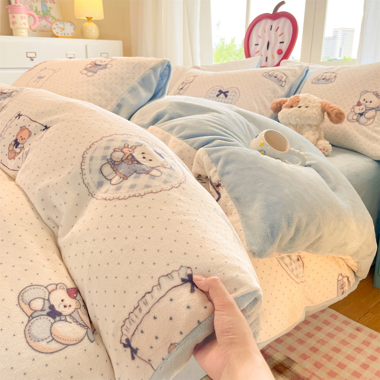 91家纺网 家纺一手货源 找家纺 （总）云棉坊 2025新款高克重卡通牛奶绒四件套-印花系列