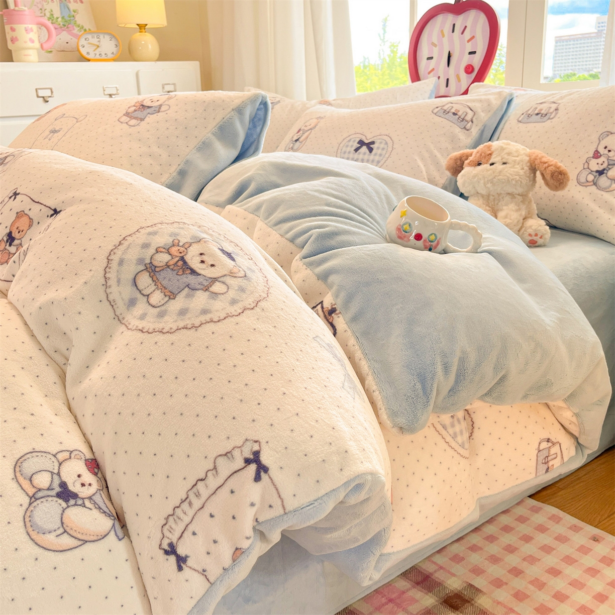 91家纺网 家纺一手货源 找家纺 （总）云棉坊 2025新款高克重卡通牛奶绒四件套-印花系列