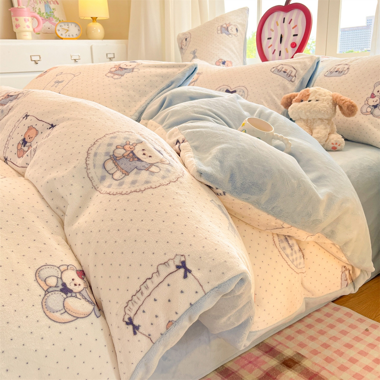 91家纺网 家纺一手货源 找家纺 （总）云棉坊 2025新款高克重卡通牛奶绒四件套-印花系列