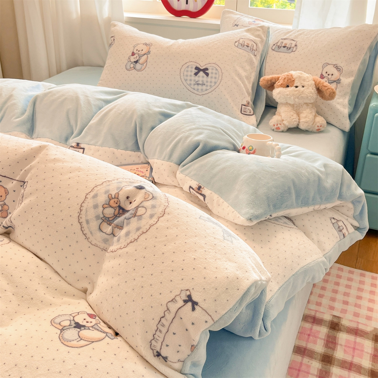 91家纺网 家纺一手货源 找家纺 （总）云棉坊 2025新款高克重卡通牛奶绒四件套-印花系列