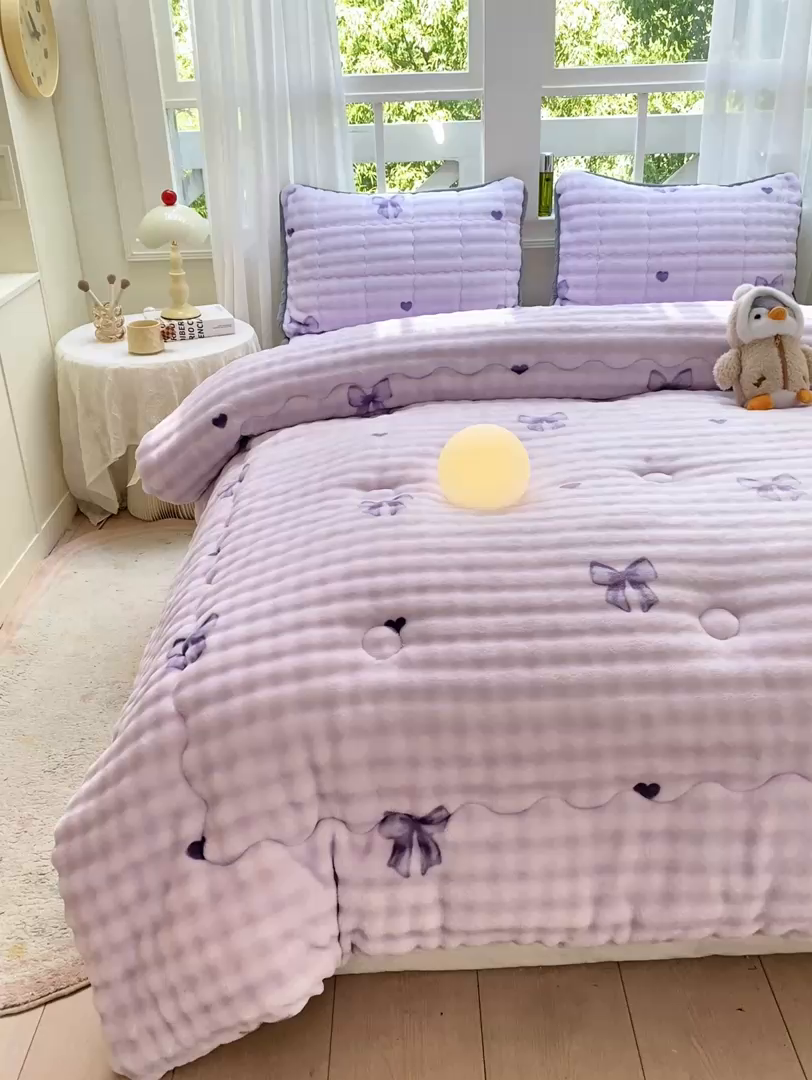 91家纺网 家纺一手货源 找家纺 眠势力 2025新款兔兔绒豆豆被子冬被芯加绒兔毛绒加厚保暖被褥 罗曼情节【兔兔绒豆豆被】