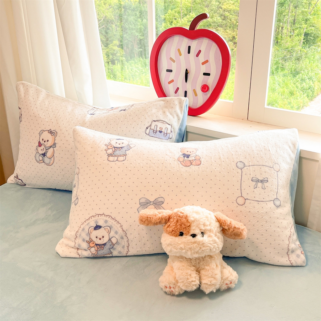 91家纺网 家纺一手货源 找家纺 云棉坊 2025新款高克重卡通牛奶绒四件套-印花系列 波点熊