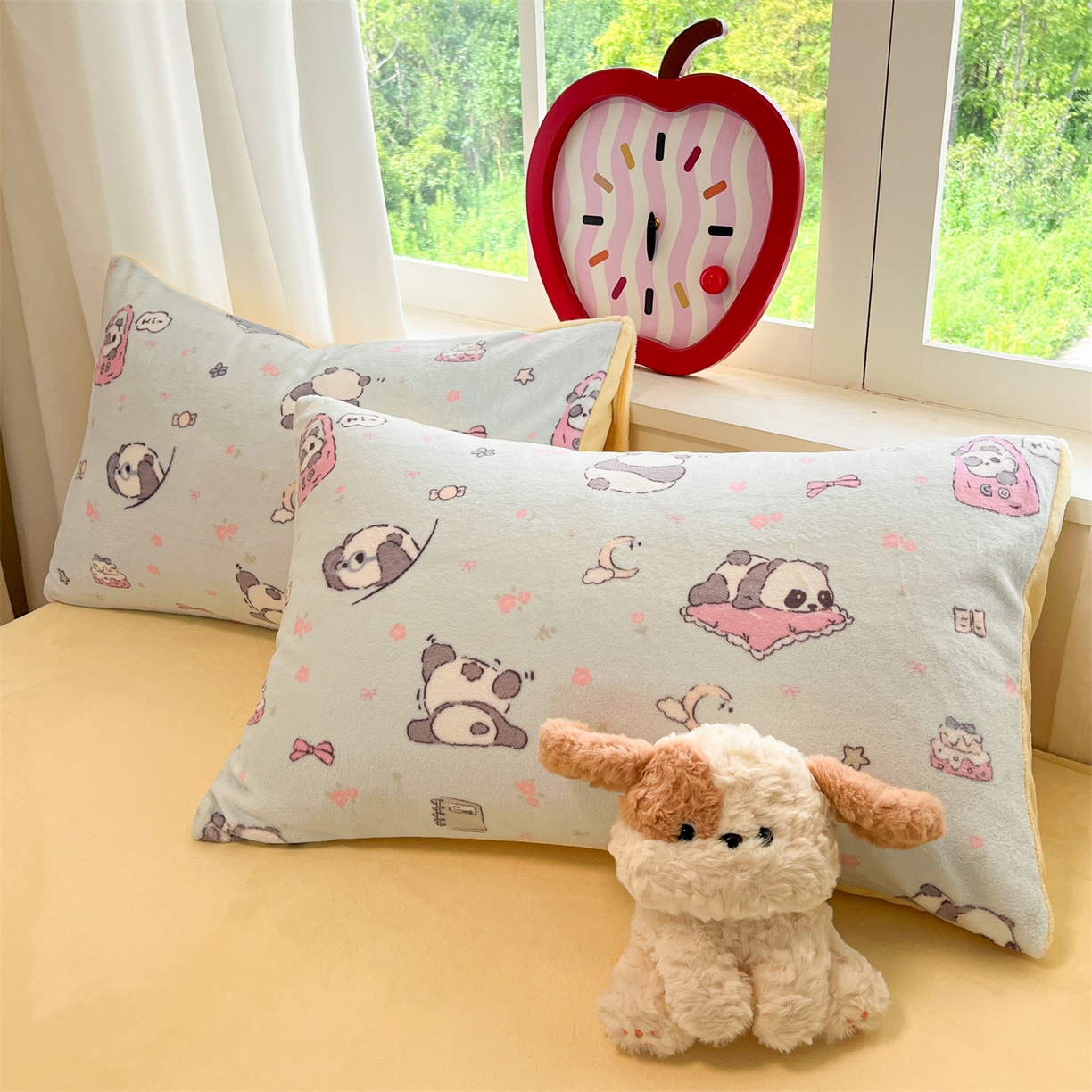 91家纺网 家纺一手货源 找家纺 云棉坊 2025新款高克重卡通牛奶绒四件套-印花系列 打趣熊猫