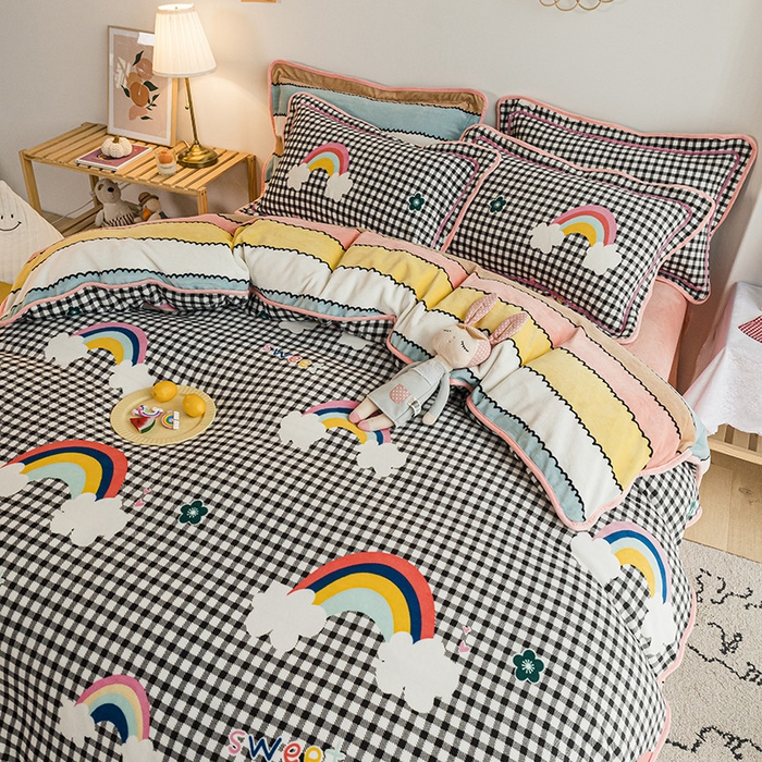 91家纺网 家纺一手货源 找家纺 （总）琪格格纺织 2025新款A牛奶绒B兔兔绒保暖印花四件套