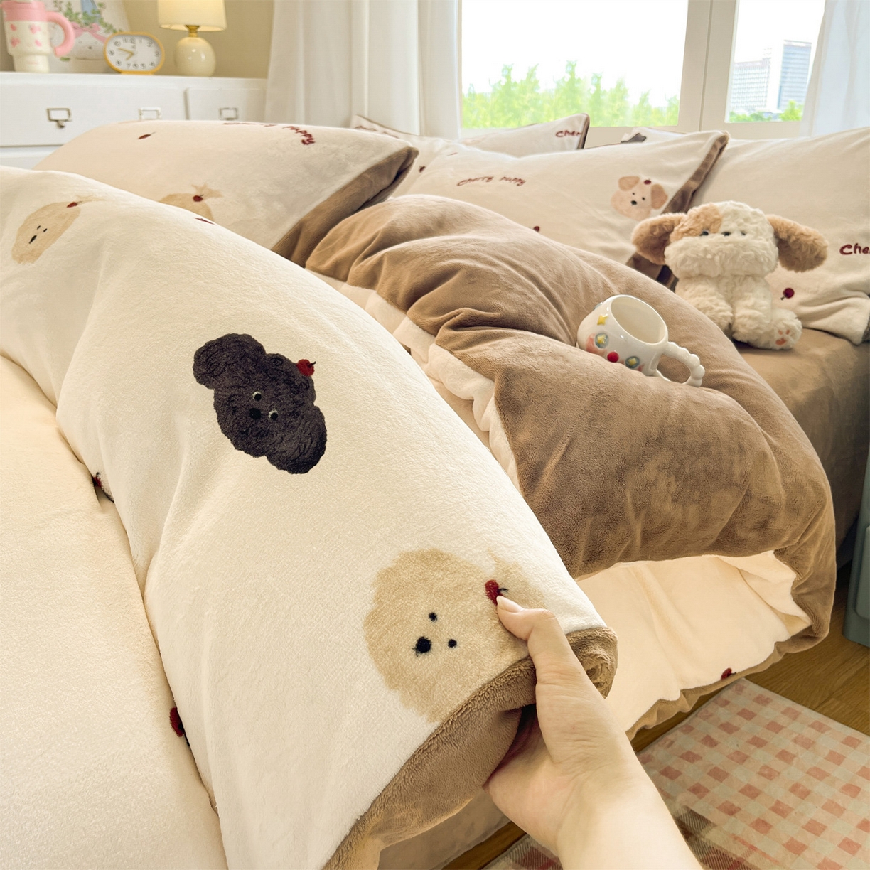 云棉坊 2025新款高克重卡通牛奶绒四件套-印花系列 精灵仔