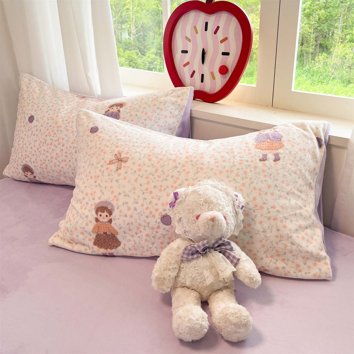 91家纺网 家纺一手货源 找家纺 云棉坊 2025新款高克重卡通牛奶绒四件套-印花系列 甜美女孩