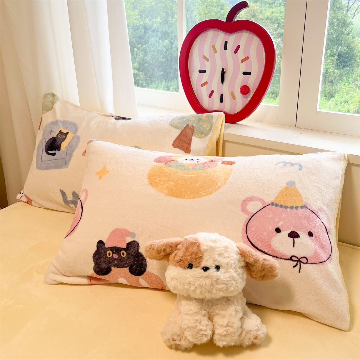 91家纺网 家纺一手货源 找家纺 云棉坊 2025新款高克重卡通牛奶绒四件套-印花系列 小甜露比