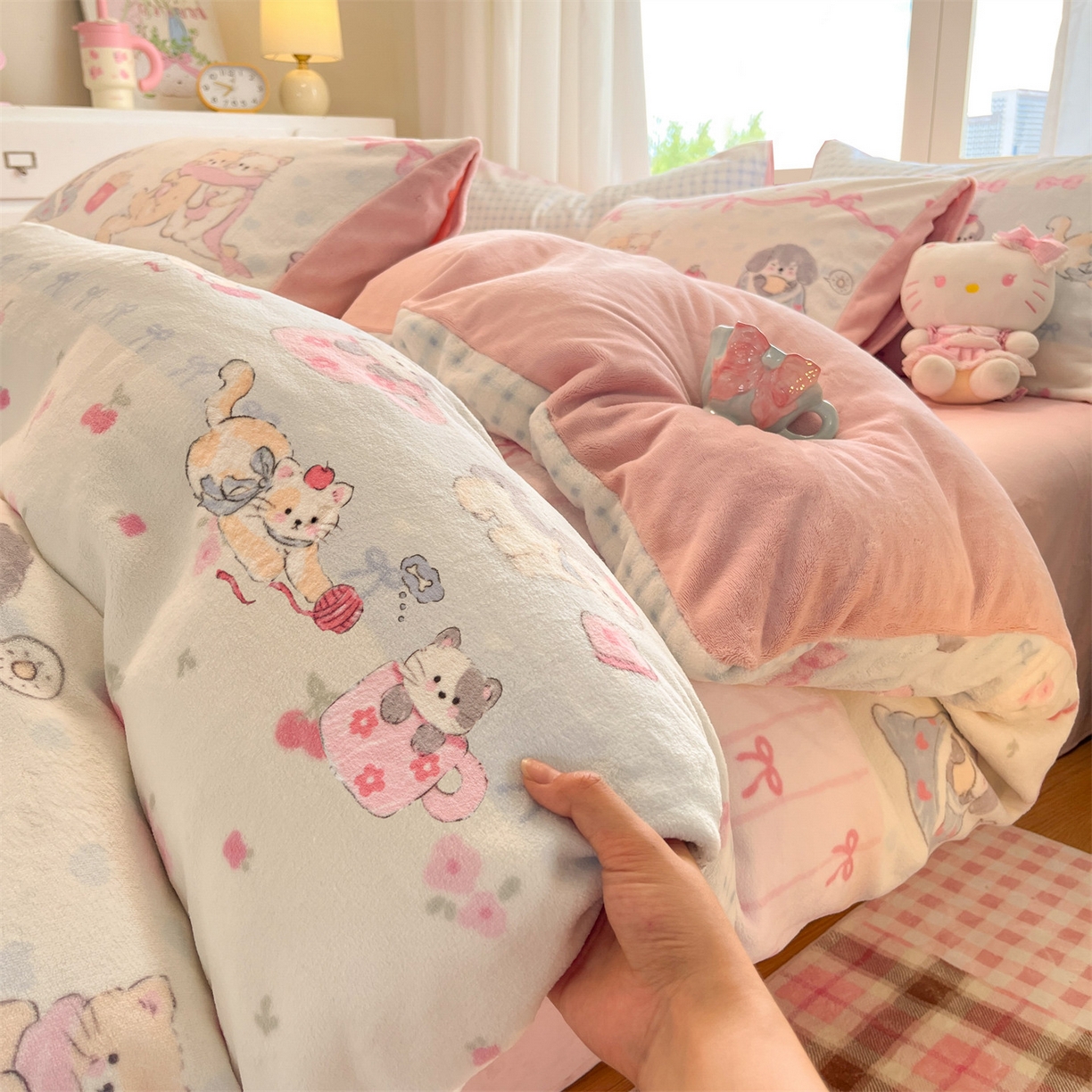 云棉坊 2025新款高克重卡通牛奶绒四件套-印花系列 休闲一刻