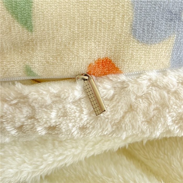 91家纺网 家纺一手货源 找家纺 琪格格纺织 2025新款A牛奶绒B兔兔绒保暖印花四件套 大包边绒沁香-黄