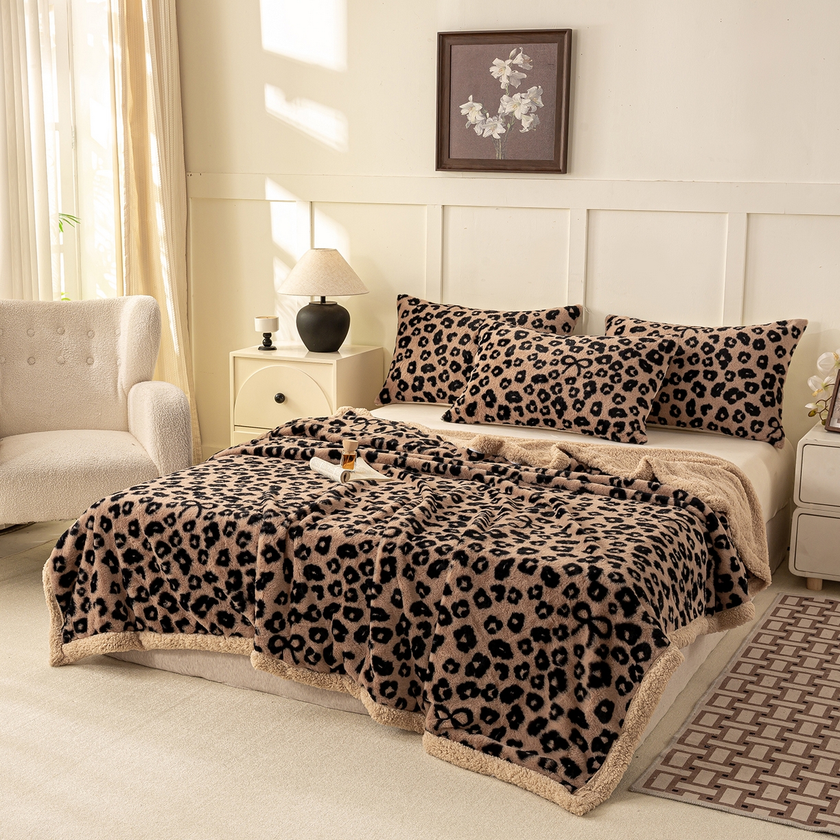 91家纺网 家纺一手货源 找家纺 眠势力 2025新款兔毛绒毛毯冬季加绒加厚盖毯兔兔绒保暖毯子带拉链-美拉德系列 洛可可之吻【兔毛绒毛毯拉链款】