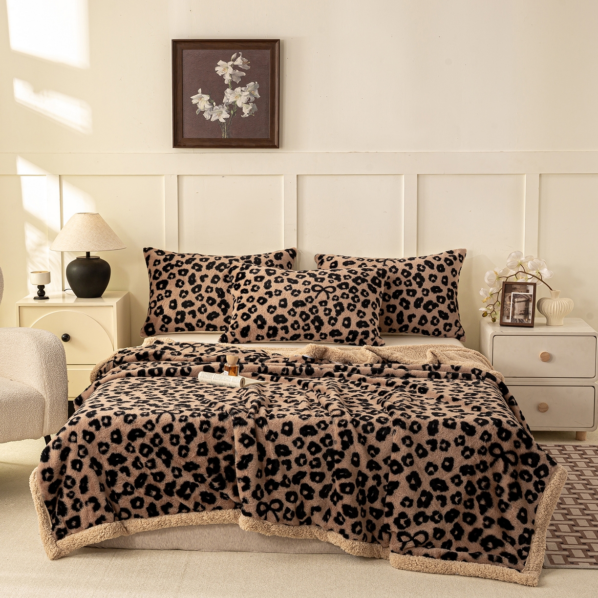 91家纺网 家纺一手货源 找家纺 眠势力 2025新款兔毛绒毛毯冬季加绒加厚盖毯兔兔绒保暖毯子带拉链-美拉德系列 洛可可之吻【兔毛绒毛毯拉链款】