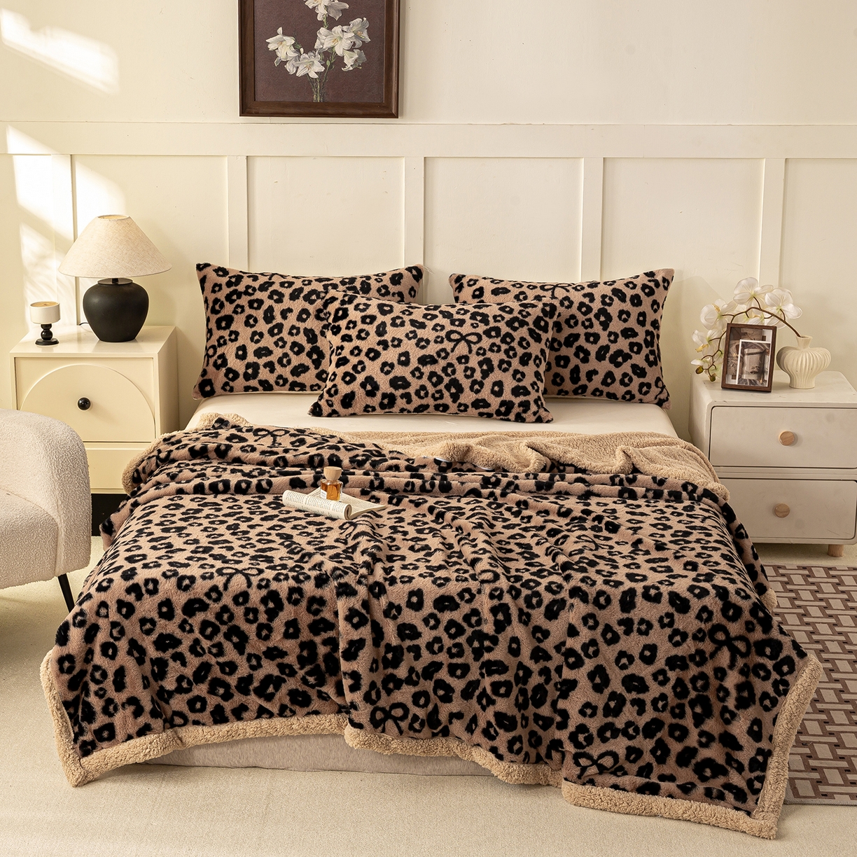 91家纺网 家纺一手货源 找家纺 眠势力 2025新款兔毛绒毛毯冬季加绒加厚盖毯兔兔绒保暖毯子带拉链-美拉德系列 洛可可之吻【兔毛绒毛毯拉链款】