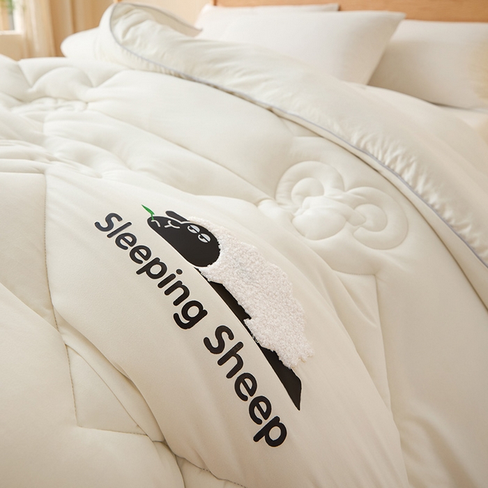 91家纺网 家纺一手货源 找家纺 鑫琪莱家纺 2025新款A类鄂尔多斯羊毛被子被芯 睡眠羊-白