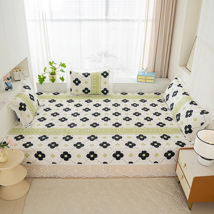 91家纺网 家纺一手货源 找家纺 冬然 2024新款全棉防滑榻榻米垫子炕垫纯棉床盖夹棉床单纯棉床单陌上花开