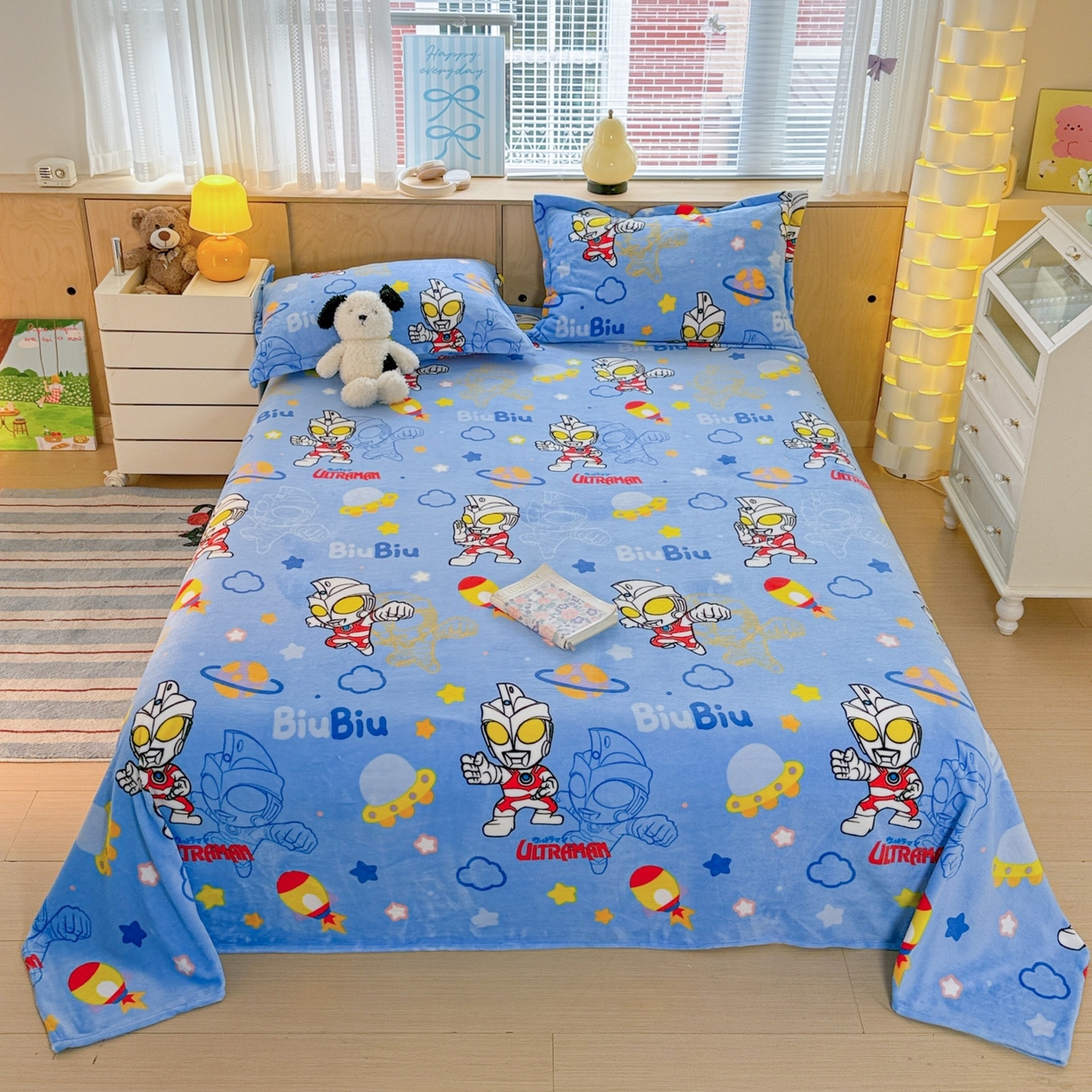 91家纺网 家纺一手货源 找家纺 （总）名兮家居 2025新款经典奥特曼-三丽鸥高克重牛奶绒床单