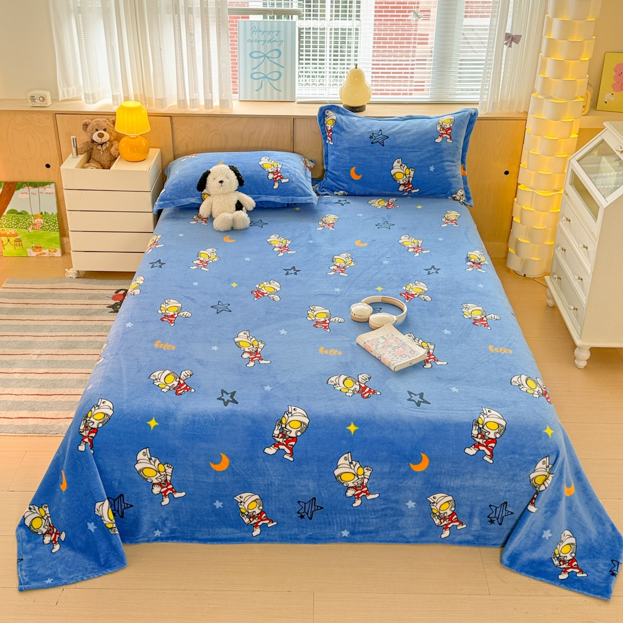 名兮家居 2025新款经典奥特曼-三丽鸥高克重牛奶绒床单 艾斯