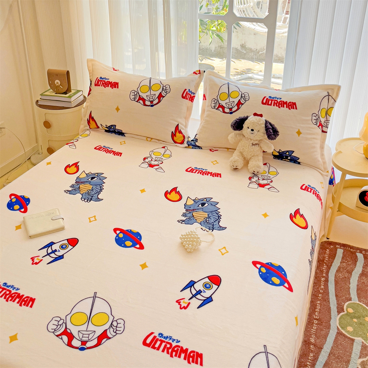 91家纺网 家纺一手货源 找家纺 名兮家居 2025新款经典奥特曼-三丽鸥高克重牛奶绒床单 奥特超人