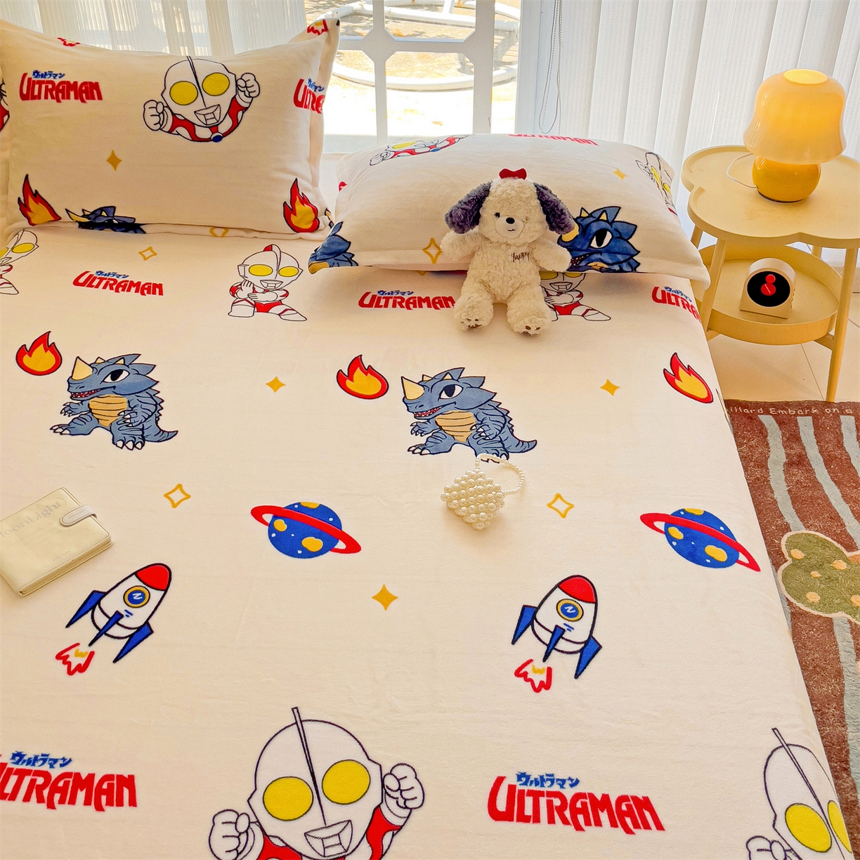 91家纺网 家纺一手货源 找家纺 名兮家居 2025新款经典奥特曼-三丽鸥高克重牛奶绒床单 奥特超人