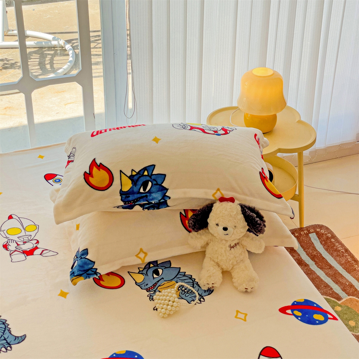 91家纺网 家纺一手货源 找家纺 名兮家居 2025新款经典奥特曼-三丽鸥高克重牛奶绒床单 奥特超人