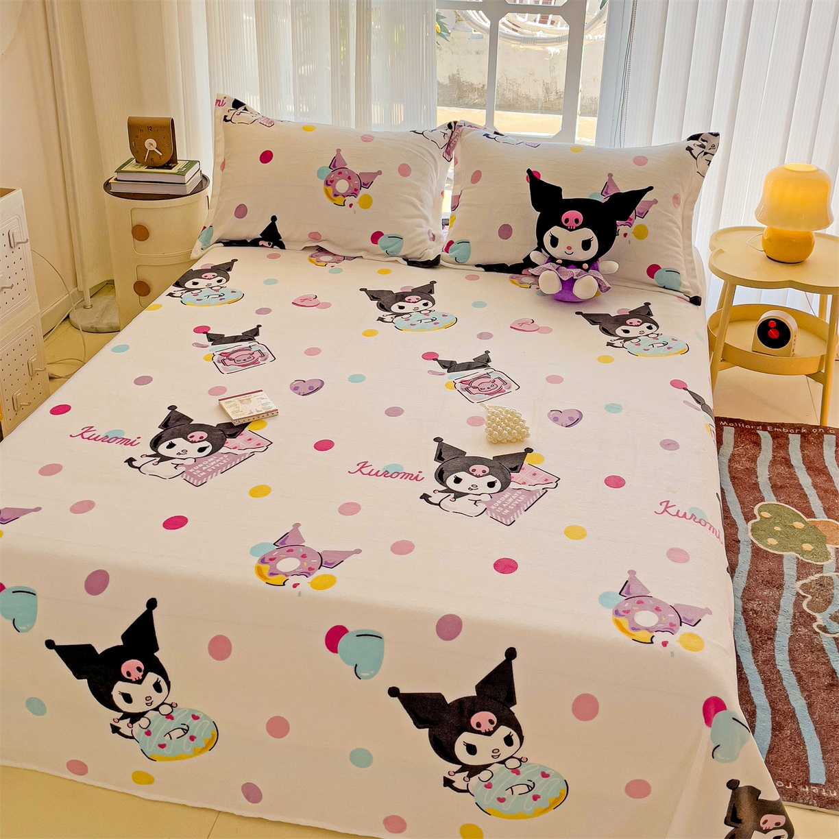 91家纺网 家纺一手货源 找家纺 名兮家居 2025新款经典奥特曼-三丽鸥高克重牛奶绒床单 多彩库洛米