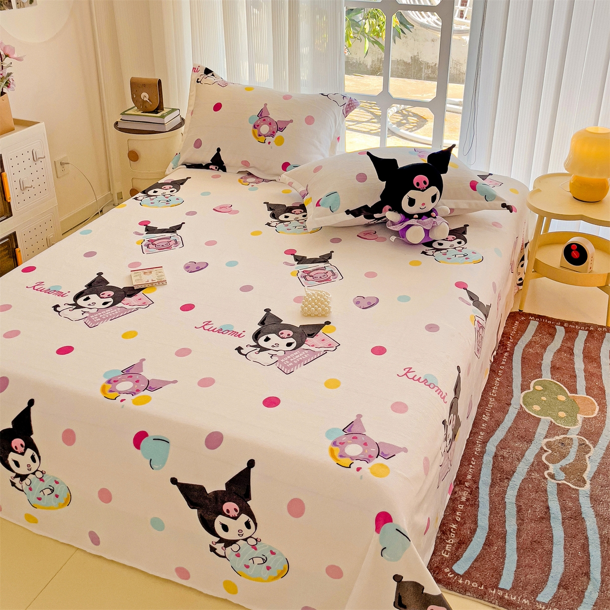 91家纺网 家纺一手货源 找家纺 名兮家居 2025新款经典奥特曼-三丽鸥高克重牛奶绒床单 多彩库洛米