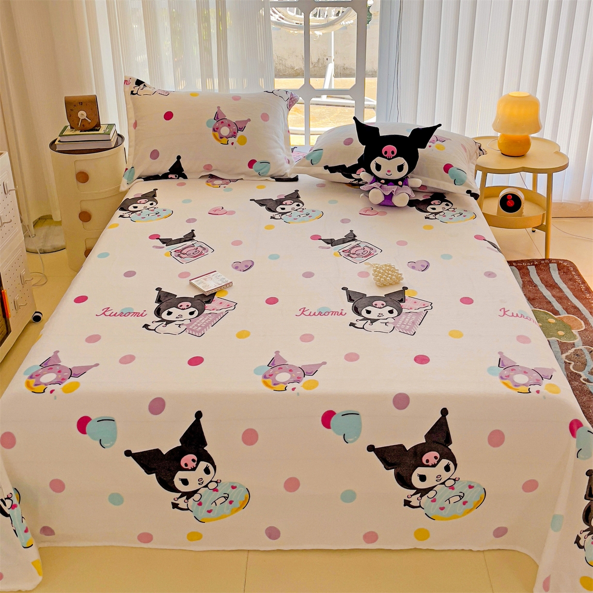 91家纺网 家纺一手货源 找家纺 名兮家居 2025新款经典奥特曼-三丽鸥高克重牛奶绒床单 多彩库洛米