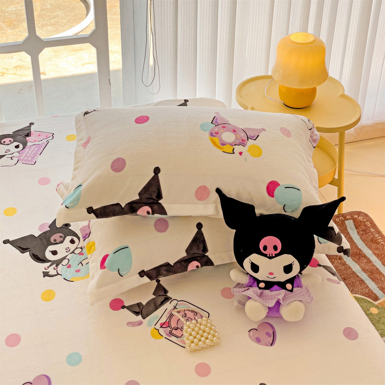 91家纺网 家纺一手货源 找家纺 名兮家居 2025新款经典奥特曼-三丽鸥高克重牛奶绒床单 多彩库洛米