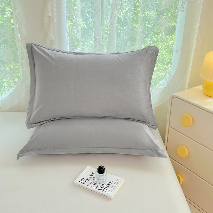 91家纺网 家纺一手货源 找家纺 梦舒羽 2025新款水晶绒枕套宿舍单人枕芯套枕头内胆套一对装 石墨灰