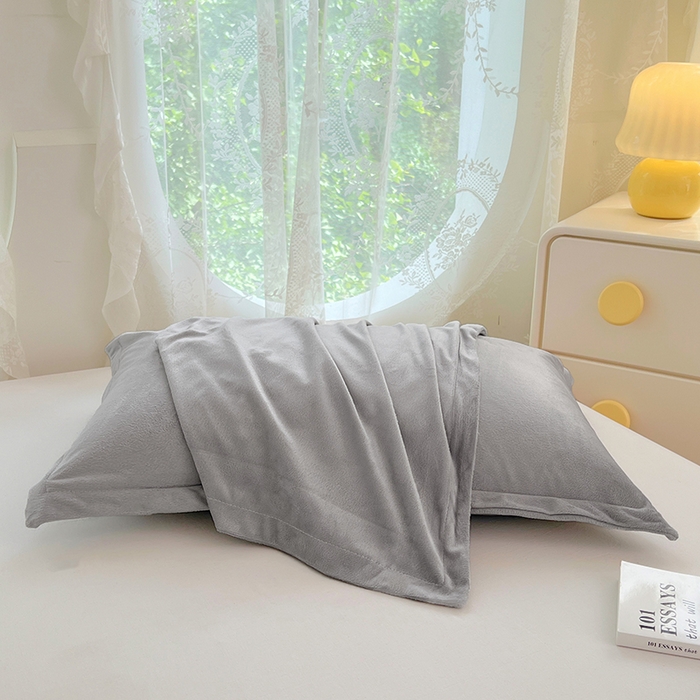 91家纺网 家纺一手货源 找家纺 梦舒羽 2025新款水晶绒枕套宿舍单人枕芯套枕头内胆套一对装 石墨灰