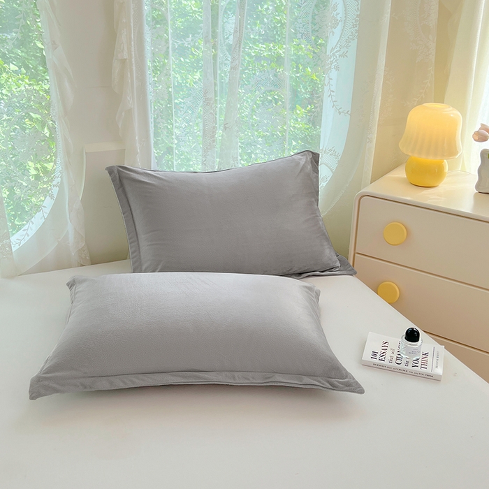 91家纺网 家纺一手货源 找家纺 梦舒羽 2025新款水晶绒枕套宿舍单人枕芯套枕头内胆套一对装 石墨灰
