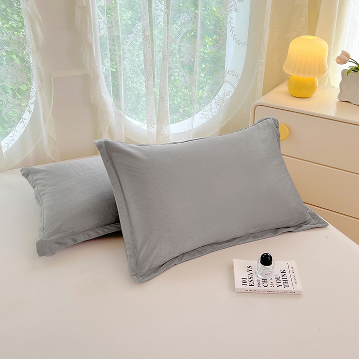 91家纺网 家纺一手货源 找家纺 梦舒羽 2025新款水晶绒枕套宿舍单人枕芯套枕头内胆套一对装 石墨灰